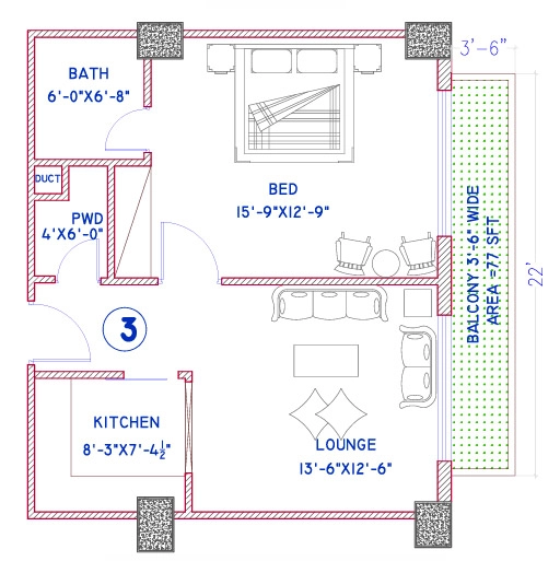 1 Bed Layout Plan